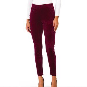 WD•NY | HIGH RISE WAIST SOFT VELVET LEGGINGS  PULL-ON STRETCHY BURGUNDY SIZE S